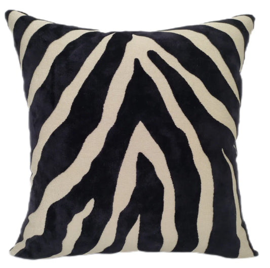 Zebra Cut Velvet Paul Moneypenny Black 43x43cm