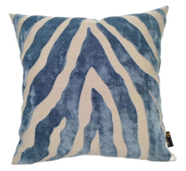 Zebra Cut Velvet Paul Moneypenny Blue 43x43cm