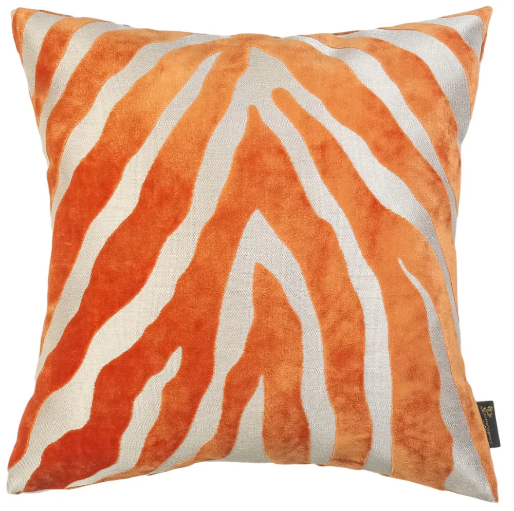 Zebra Cut Velvet Paul Moneypenny Orange 43x43cm