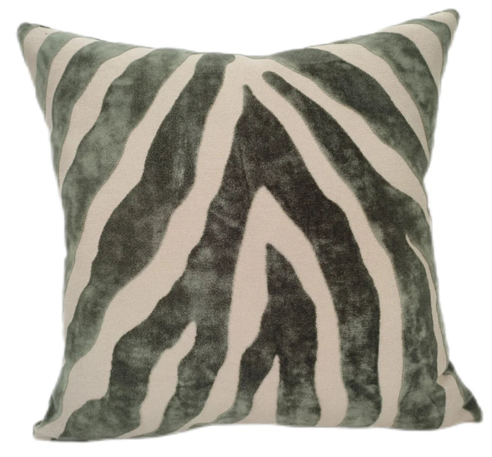 Zebra Cut Velvet Paul Moneypenny Sage 43x43cm