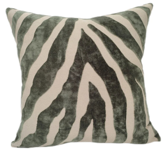 Zebra Cut Velvet Paul Moneypenny Sage 43x43cm